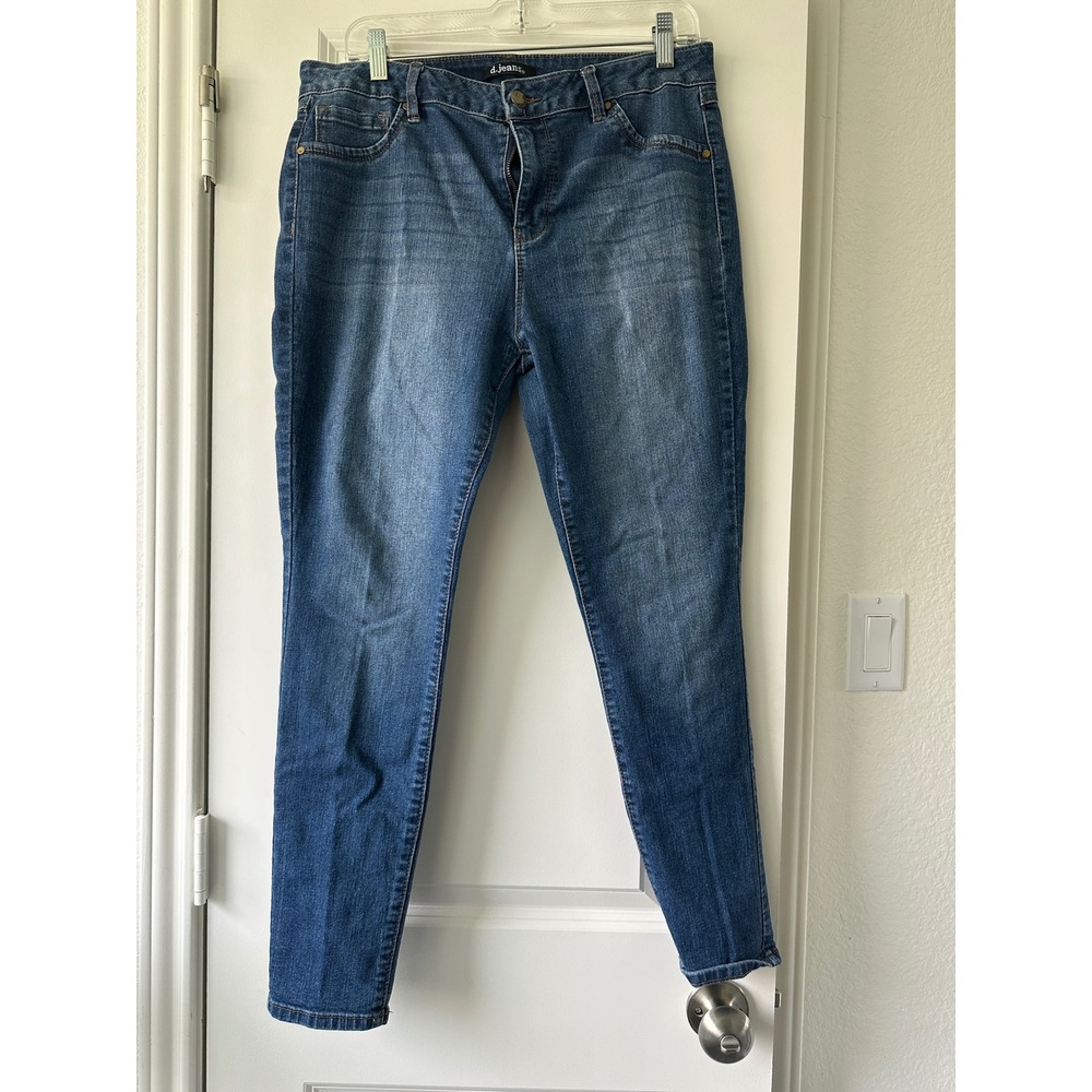 d.jeans Womens Size 14 Medium Wash High Rise Skinny Jeans Stretch Denim - Picture 2 of 4